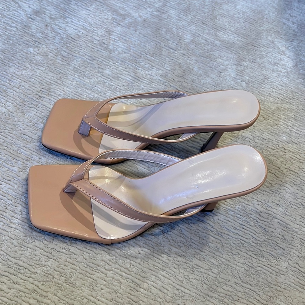 Shein Minimalist Toe Post Heeled Sandals
